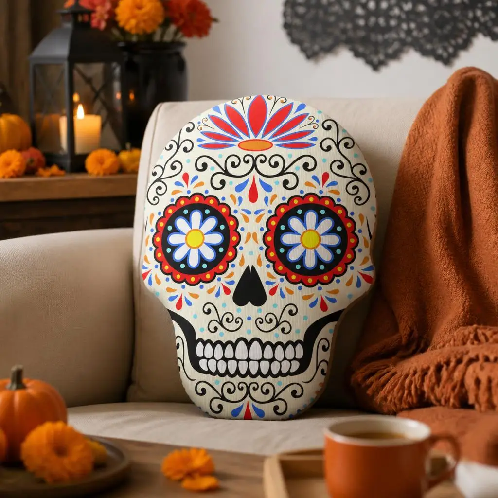 Day of the Dead sugar skull Mexico Funny Pillow Cushion Irregular Stuffed Throw Pillow Home Decor Gift Sofa Bed