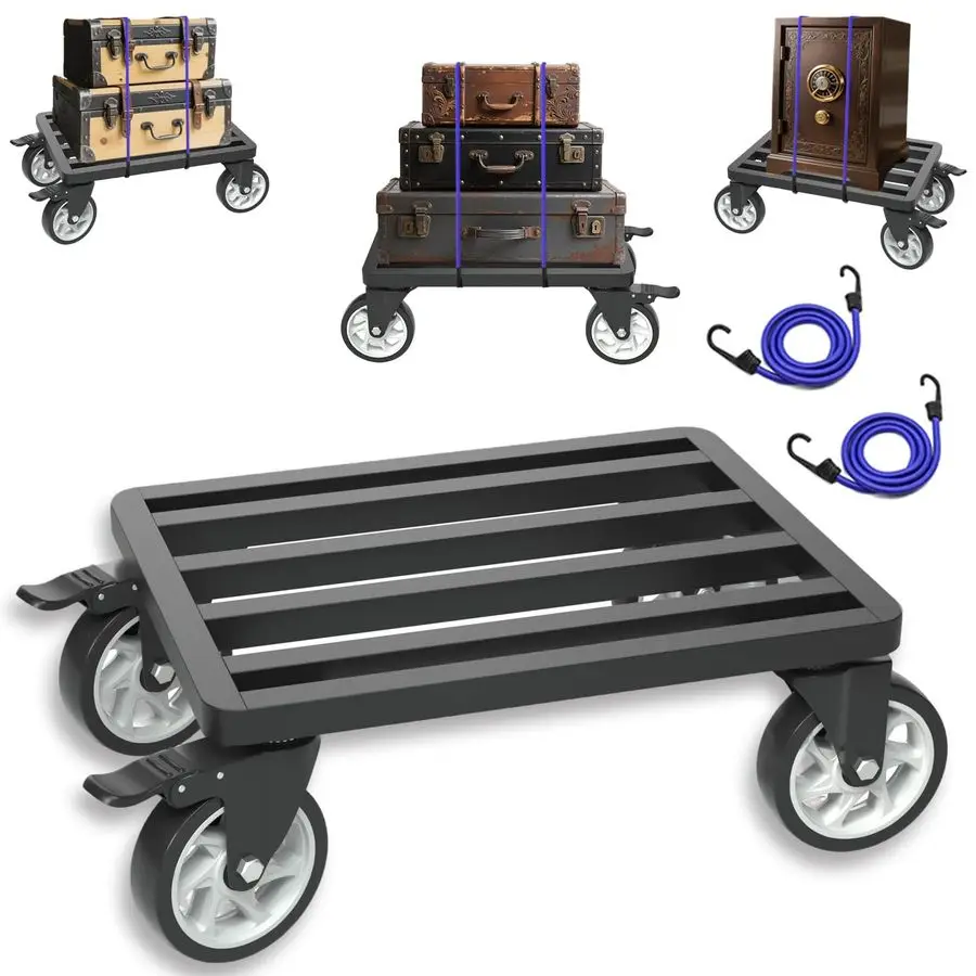 

Stainless Steel Furniture Dolly,18 x 18 Furniture Mover with 1200LB Capacity, 5 Swivel Casters amp TieDown Straps for Secure Tra