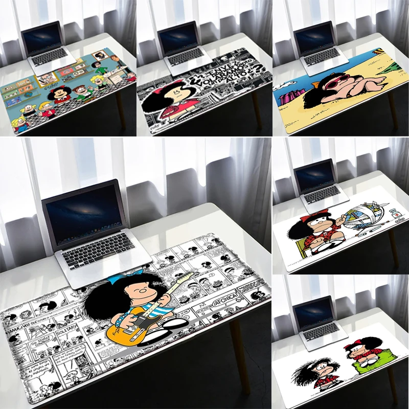 Mafalda Pc E-Sports Mouse Pad Gamer Computer Keyboard Desk Mats Home Office Decoration Accessories Non Slip Gaming Mousepads