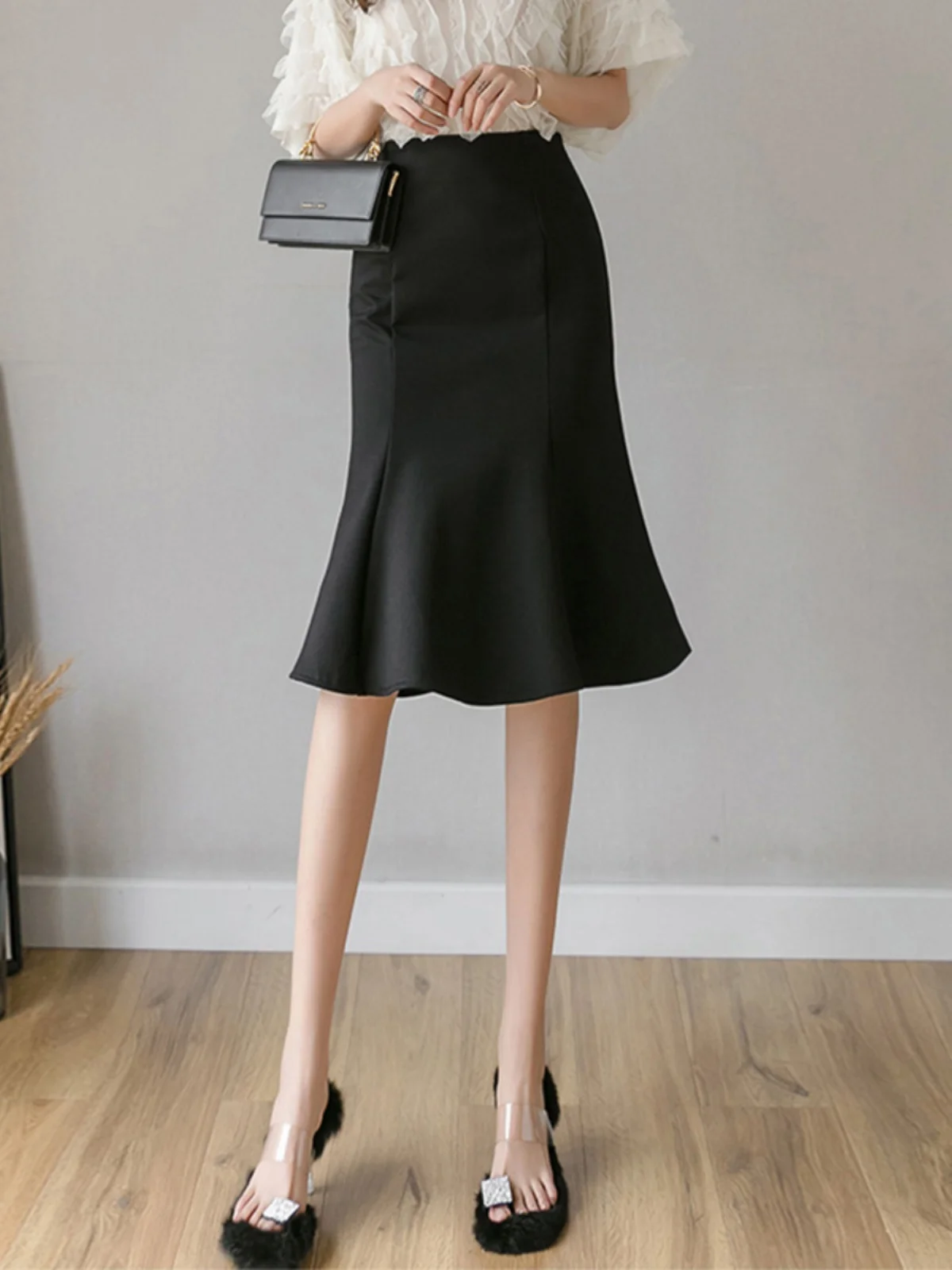 Black Fish Tail Skirt Women's 2026 New OL Personality One Step mid Length Body Skirt High Waist Loose Professional  Skirt