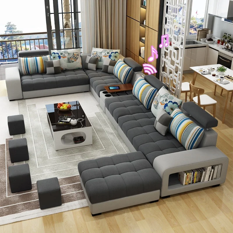 Modern Minimalist Stain Resistant Tech Fabric Sofa Latex Padded Whole Set for Small & Large Home Living Rooms Soft & Durable