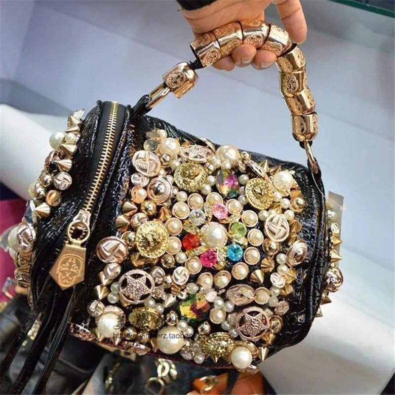 uxury Designer Handbag for women purses and handbag Handmade Beaded Pillow Bag Casual silver bucket Messenger shoulder Bag