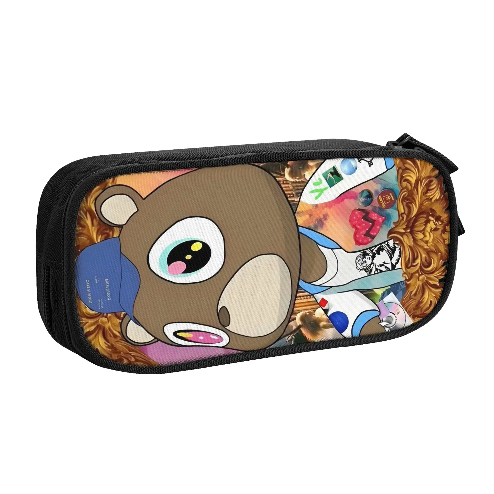 Kawaii Rapper Singer Funny Kanye West  Pencil Case for Boys Girls  Large Storage Pen Box Bag School Accessories