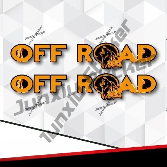 

2 Pieces Wolf Off Road Flame Orange Border Black 4X4 Decals JDM Refit Waterproof Outdoor Stickers for SUV VAN RV Pickup Camper
