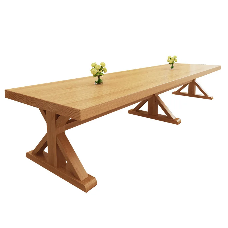 

Solid wood conference table Large staff meeting room negotiation table