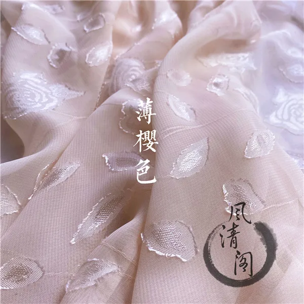 Translucent Rose Jacquard Chiffon Fabric By The Meter Per for Clothes Dress Skirt Sewing Thin Soft Skin-friendly Cloth Summer