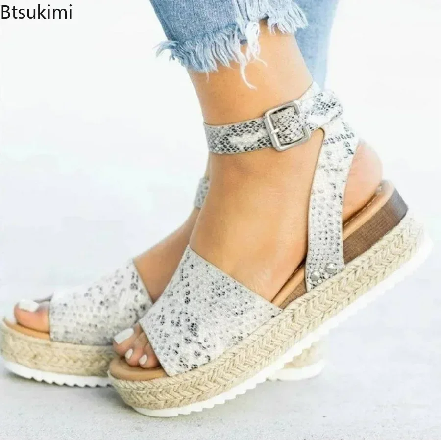 Nuevos zapatos de verano 2025 para Mujer, Sandalias de Boca de pescado con plataforma y Tacón de Cuña con cuerda de cáñamo a la moda, Sandalias de lujo para Mujer, talla 35-43