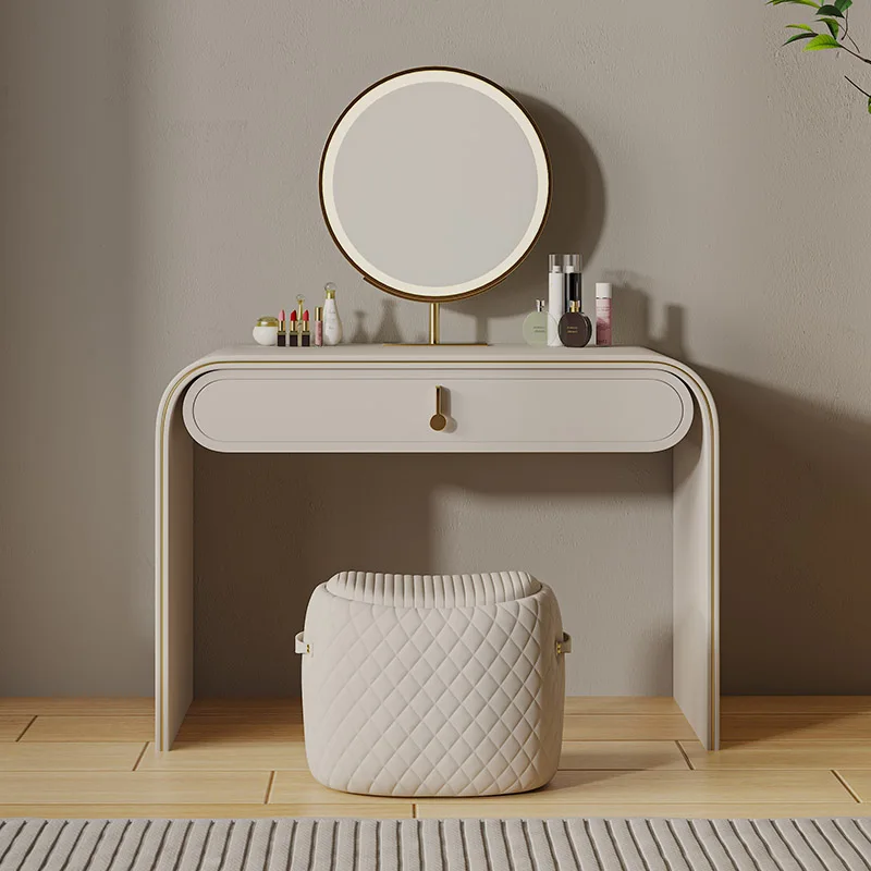 

White Storage Vanity Table Lights Luxury Stool Small Set Drawers Bedroom Vanity Makeup Girl Mirror Penteadeira Furniture Home