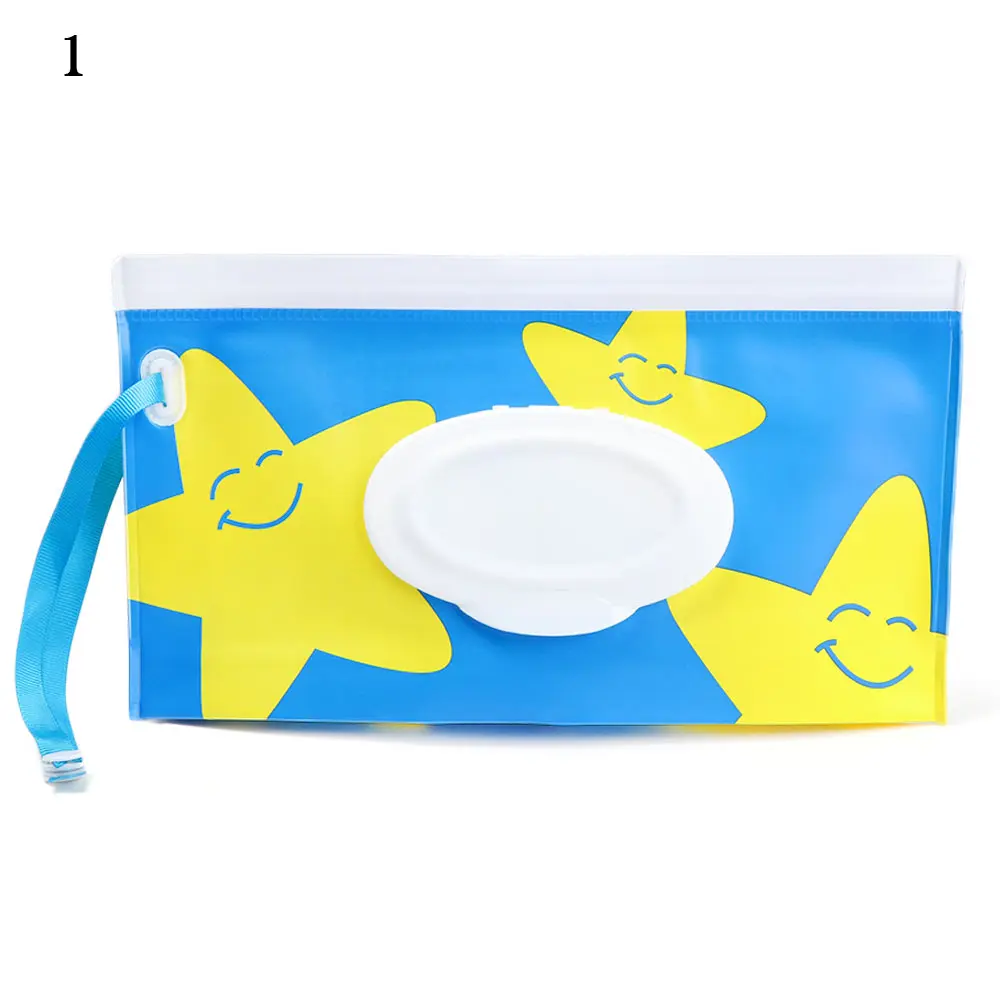 

Cute Outdoor Portable Carrying Case Snap-Strap Flip Cover Wet Wipes Bag Stroller Accessories Cosmetic Pouch Tissue Box