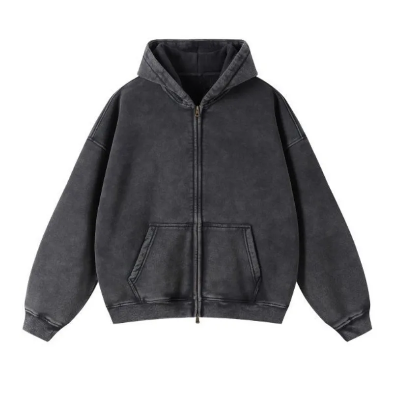 

Men's Women's Fall Winter Washed Batik Sweatshirt Trendy Coat Vintage Tide Suit Comfortable Double Pocket Hat Hoodie Sweatshirt