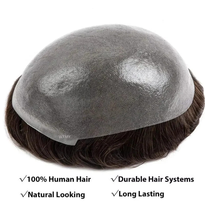 0.08mm Full Skin Base Men Wig Male Hair Prosthesis 6