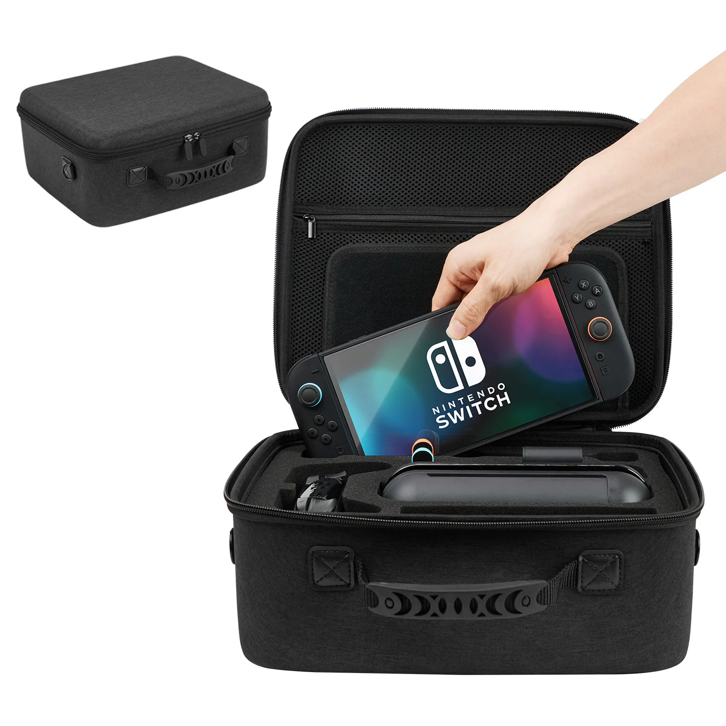 

Дорожный чехол для переноски Switch 2, портативный жесткий корпус, защитная сумка большой емкости для хранения аксессуаров Switch 2.