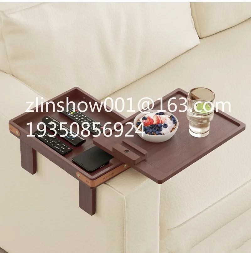 Manufacturer wholesale double-layer rotatable arm clip sofa armrest table tray clip tray with storage box