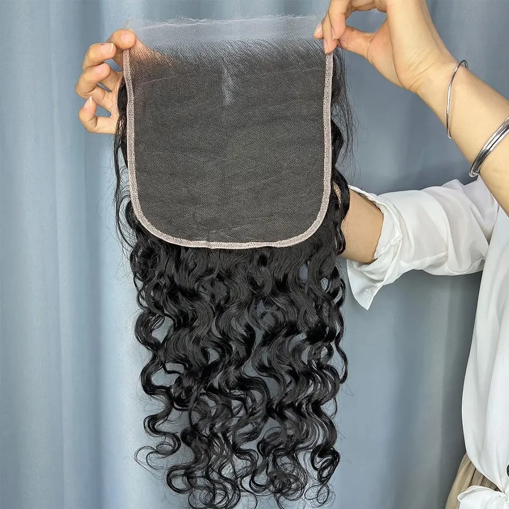 Curly Water Wave 5x5 HD Transparent Lace Closure Raw Virgin Human Hair 2x6 6x6 HD Remy Hair for Wig Making