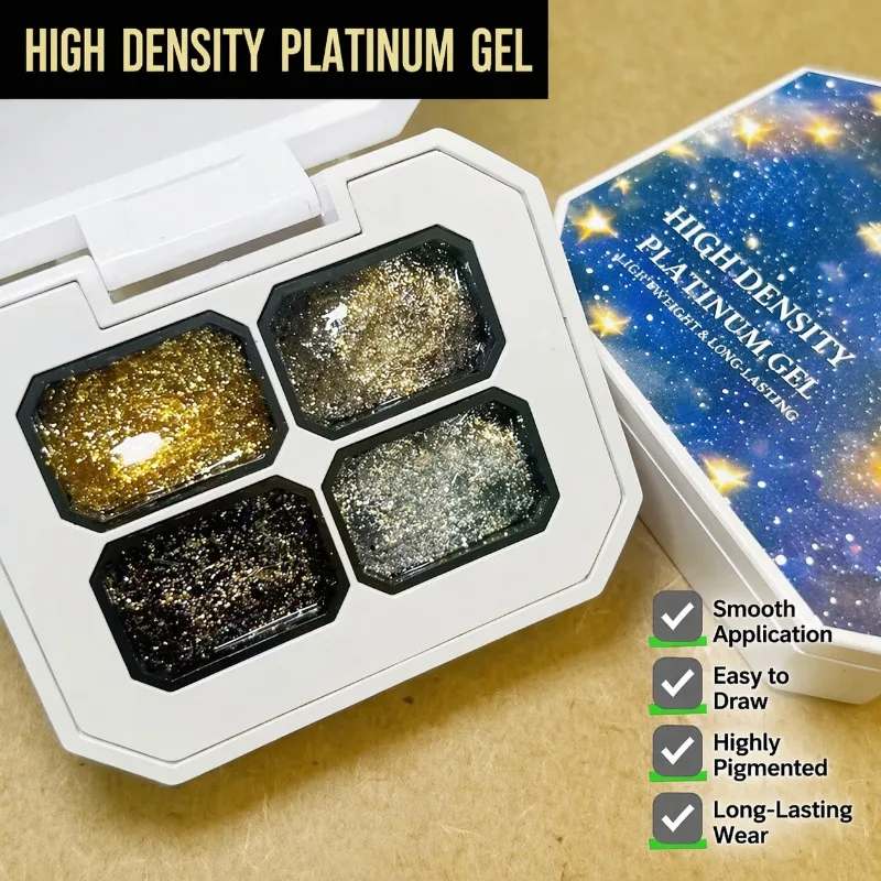 Gradient Blush Nail Art Gel, High Saturation Glitter & Platinum, Black White Red Nail Painting Gel for Manicure