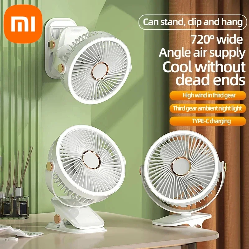 Xiaomi-ventilador de Camping recargable, circulador de aire portátil de escritorio, inalámbrico, de techo, eléctrico, con luz LED, para el hogar,