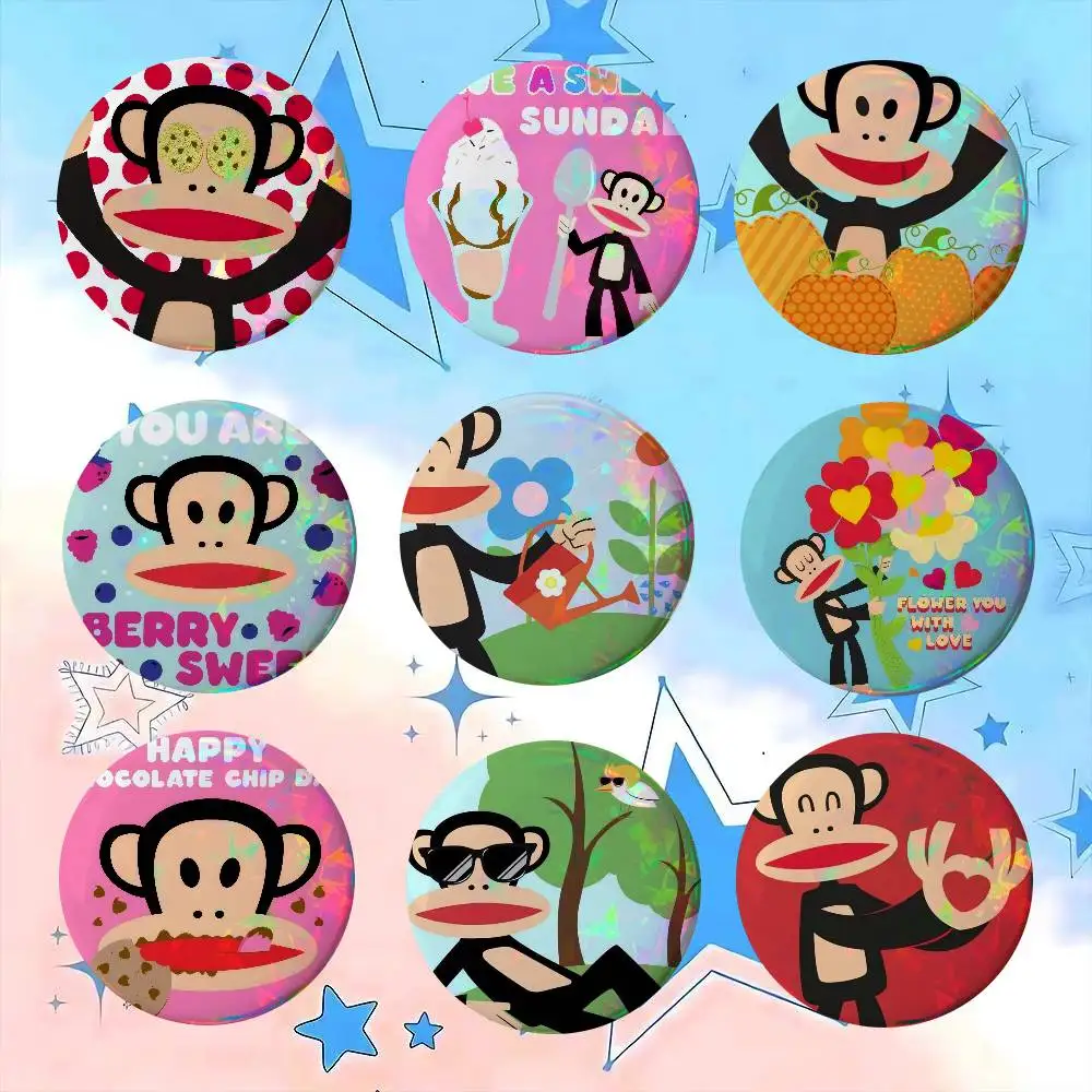 This is a monkey Paul Frank Creator Tinplate Pin Button  Anime Role Old-school Brooch Cartoon Collar Badge Jewelry Gift Fans