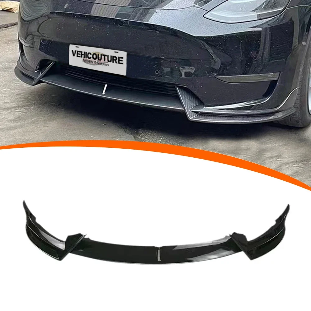 Carbon Fiber Pattern Front Bumper For Tsla Lip High Quality Upgrade Car Accessories ABS PP Body Kit For Tsla Model
