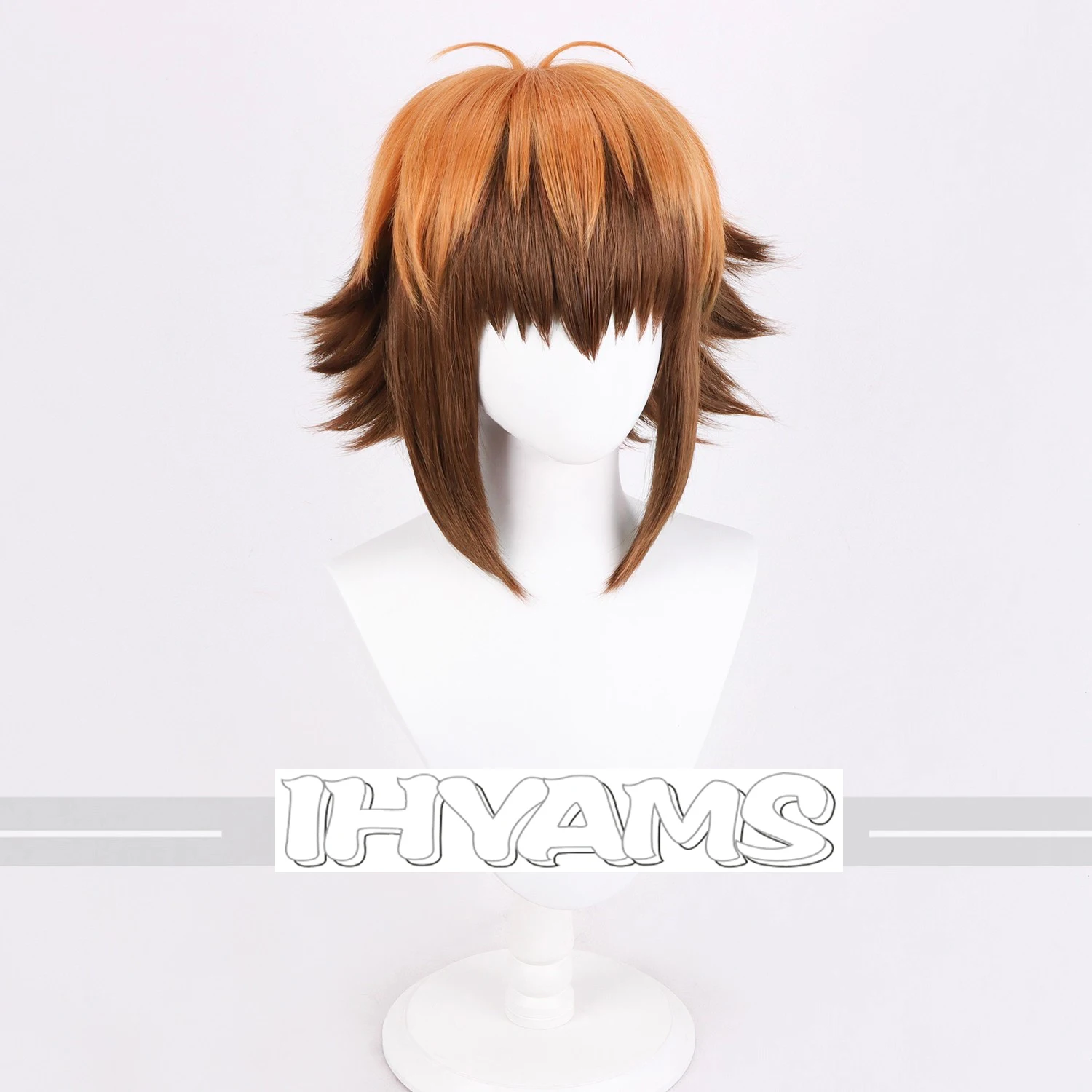 Jaden Yuki شعر مستعار تأثيري برتقالي بني مختلط الباروكات يوكي جوداي أنيمي سمك شعر مستعار مقاومة للحرارة الاصطناعية الشعر + غطاء شعر مستعار