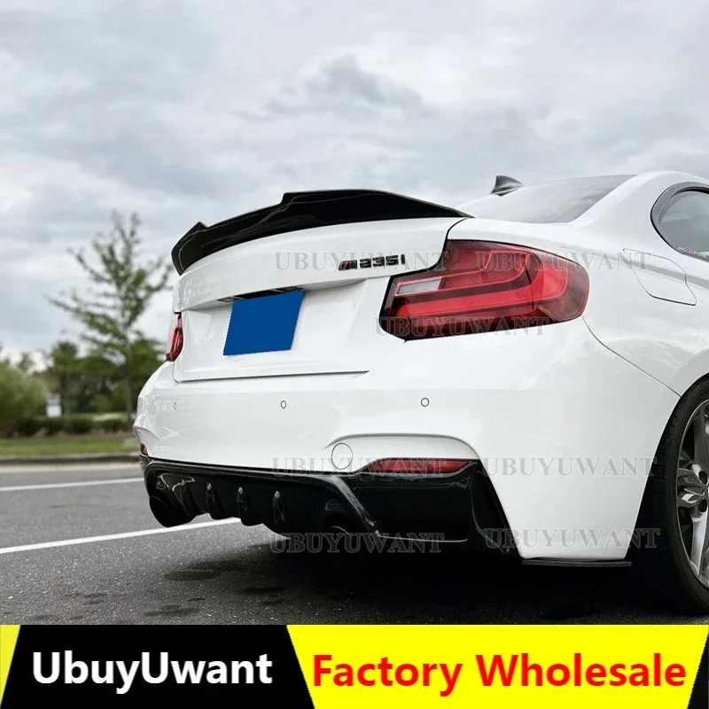 

For BMW 2 Series F22 F87 M2 Coupe 2014-2019 PSM Rear Trunk Lid Spoiler Wing Splitter Lip Gloss Black/Carbon Fiber Look Flap Trim