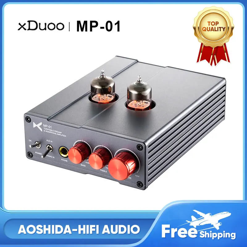 XDuoo MP-01 Tube Phono Pre-Amp Headphone Amplifier 6.35mm Output Headphone Amp AUX PHONO Input For Phonographs Phones CD Players