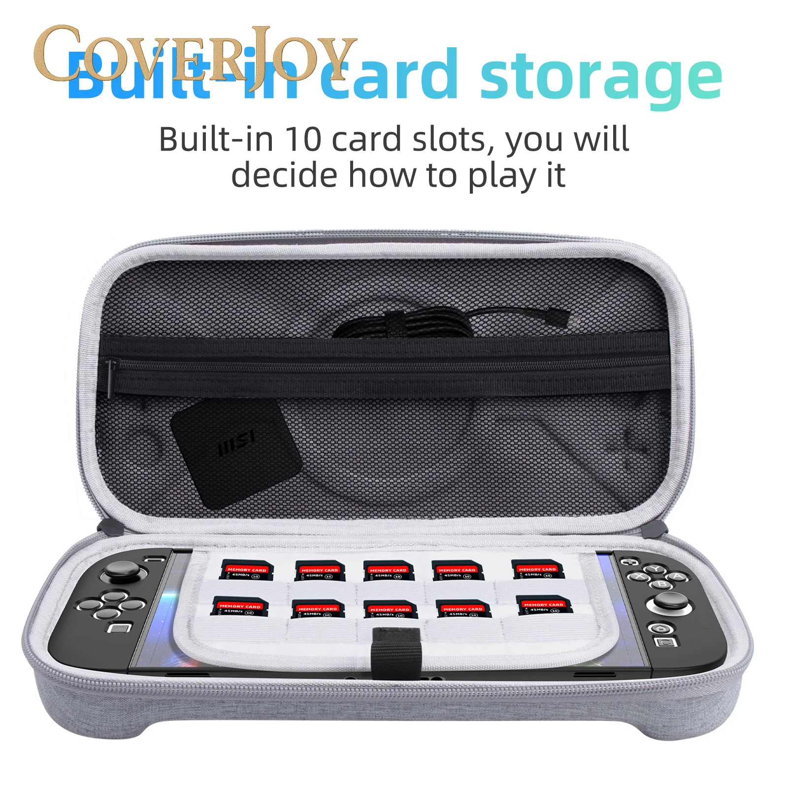 

Защитный чехол CoverJoy для Nintendo Switch 2 2025, водонепроницаемый противоударный жесткий чехол для хранения с отделениями для игровых карт,