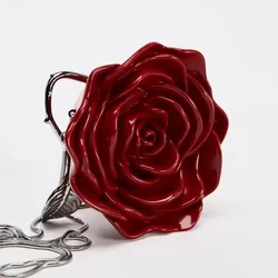 Fashion Retro Acrylic Bright Flower Shoulder Bag Silver Banquet Chain Bag Small Wallet Handbag Funny Party Bag Women Handbag