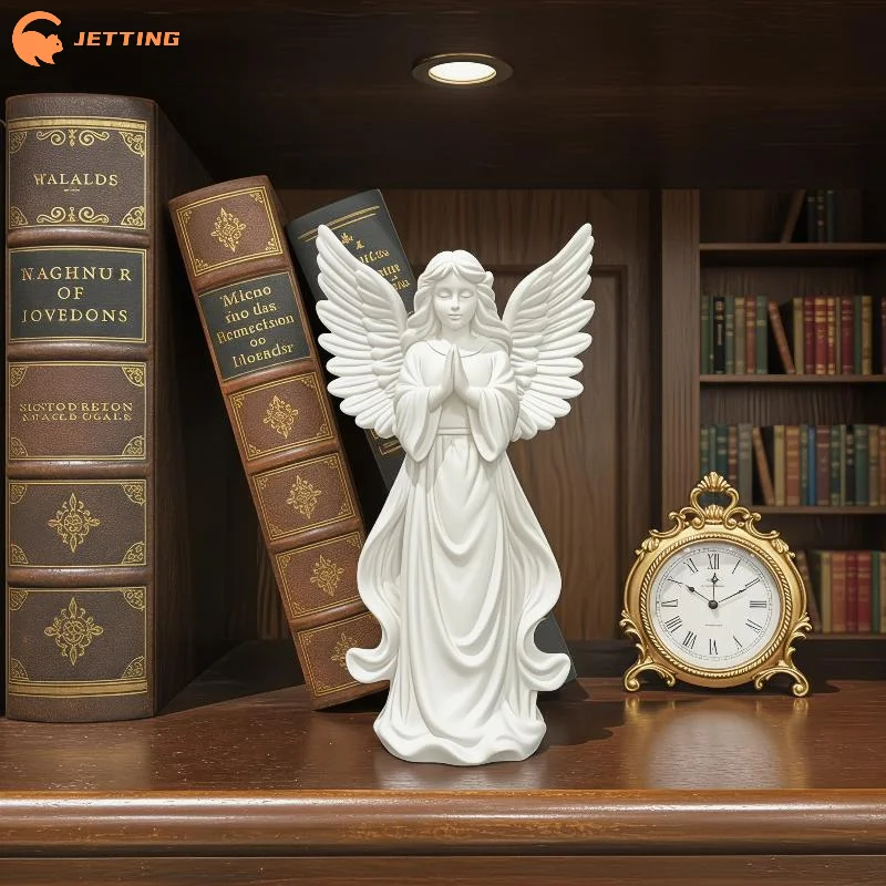 (New) 3D Printed Praying Angel Statue White Guardian Angel Figurine Religious Sculpture for Home Altar Decoration