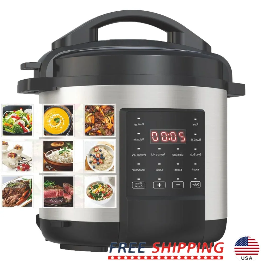 7-in-1 Multi Cooker Programmable Pressure Cooker Slow Cooker Rice Maker Steamer Sauté Pan Energy Efficient Safety Features 6L