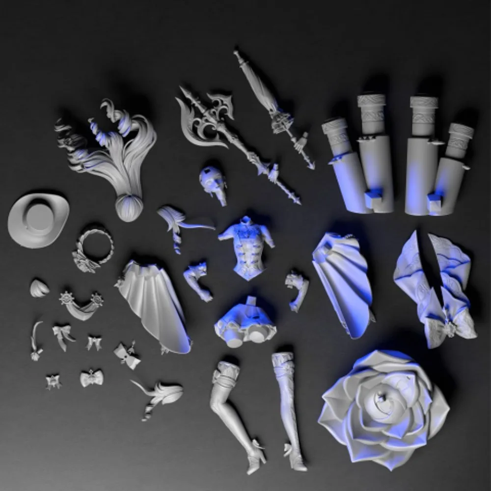 9/12/15cm Navia 3D Printed Resin White Model DIY Coloring Self-assembly Figurines White Model Split-piece Ornament