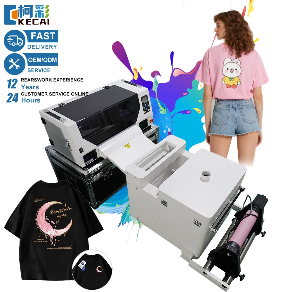 

KECAI Manufacturer Custom T-shirt Logo Dtf Printing Machine Clothing Fabric Roll Sheet A3 30cm Dual XP600 Desktop DTF Print