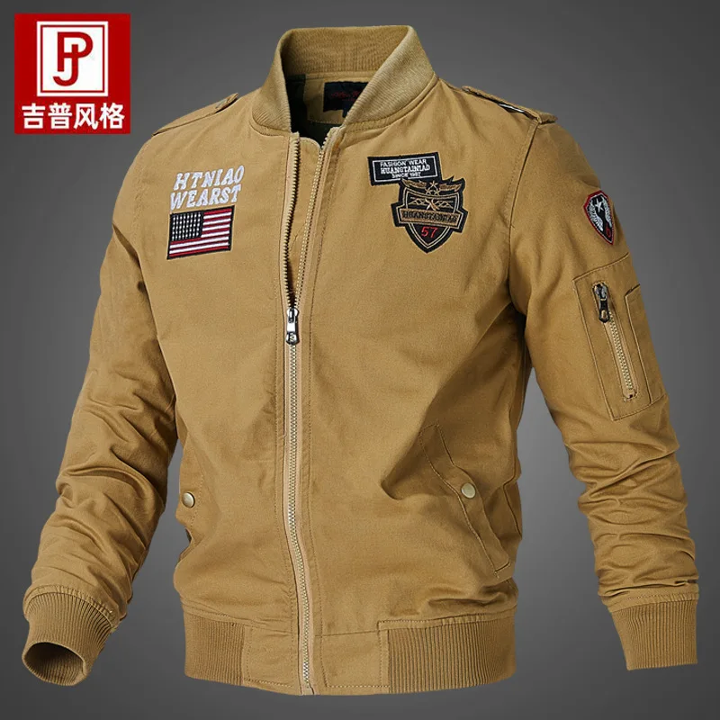 

Spring and autumn large size loose military coat leisure youth overalls cotton thin coat baseball jacket men