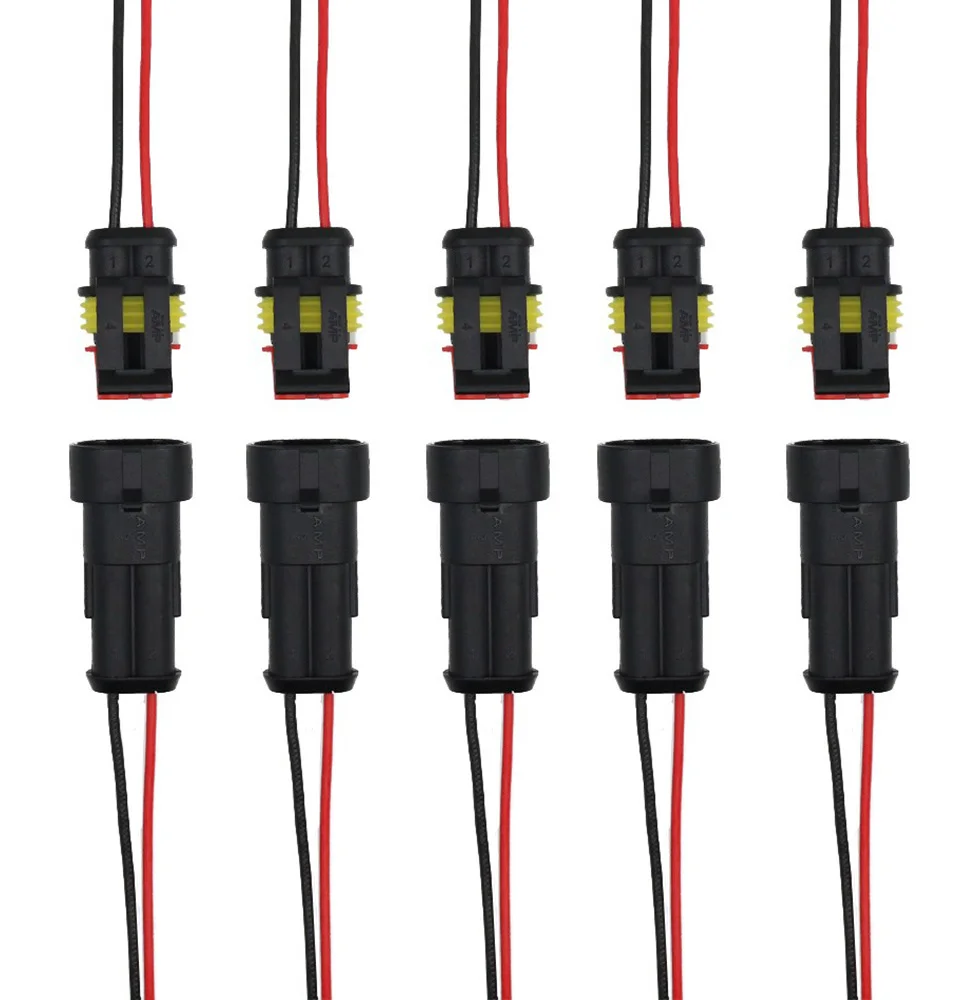 10 pçs 5 conjunto à prova dwaterproof água macho e fêmea conector elétrico plugues 2-pin modo com fio para o carro motocicleta pedal veículo ferramenta