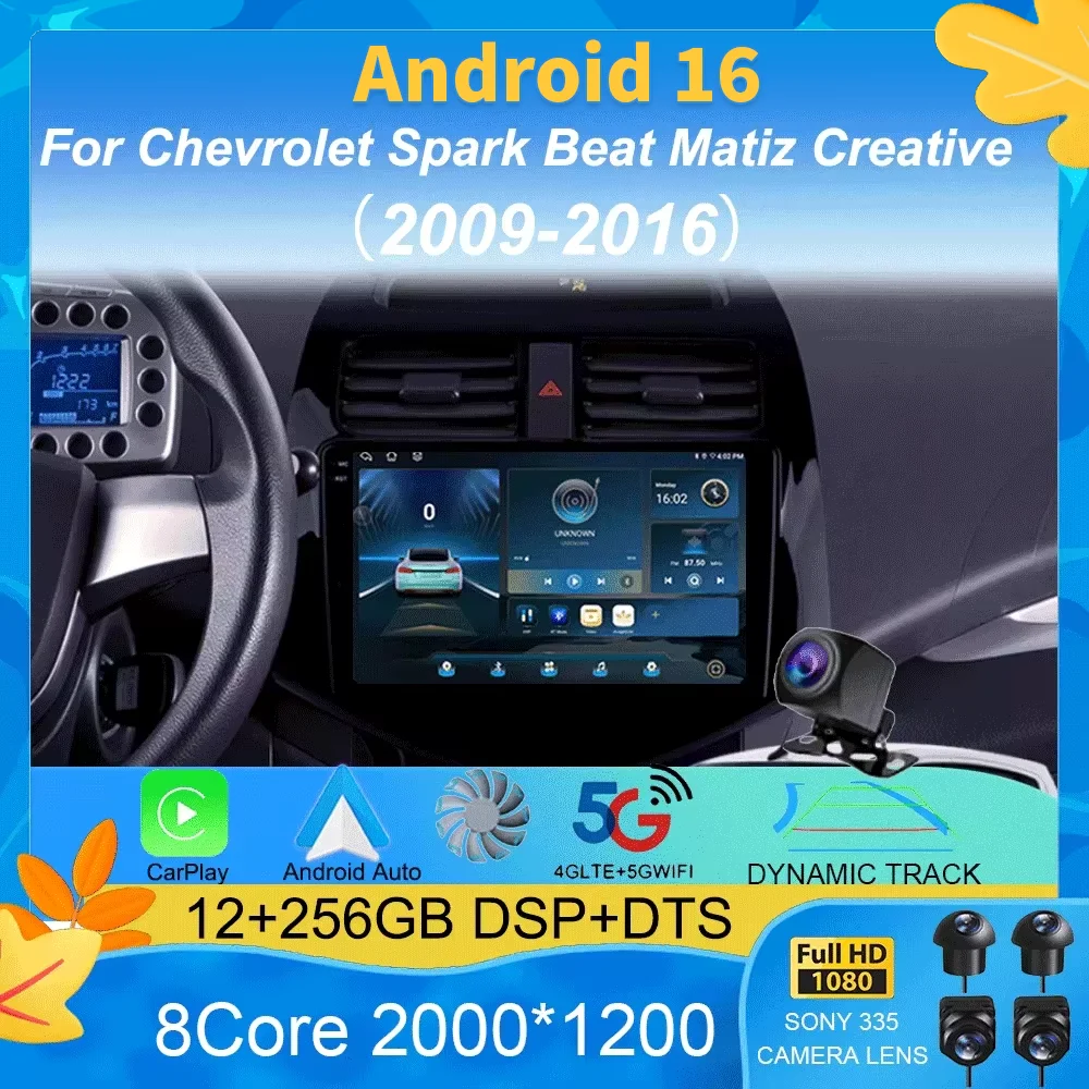 Car Radio Android 16 Carplay Auto Multimedia Player for Chevrolet Spark Beat Matiz Creative 2009 - 2016 E53 X5 M5 2din Stereo