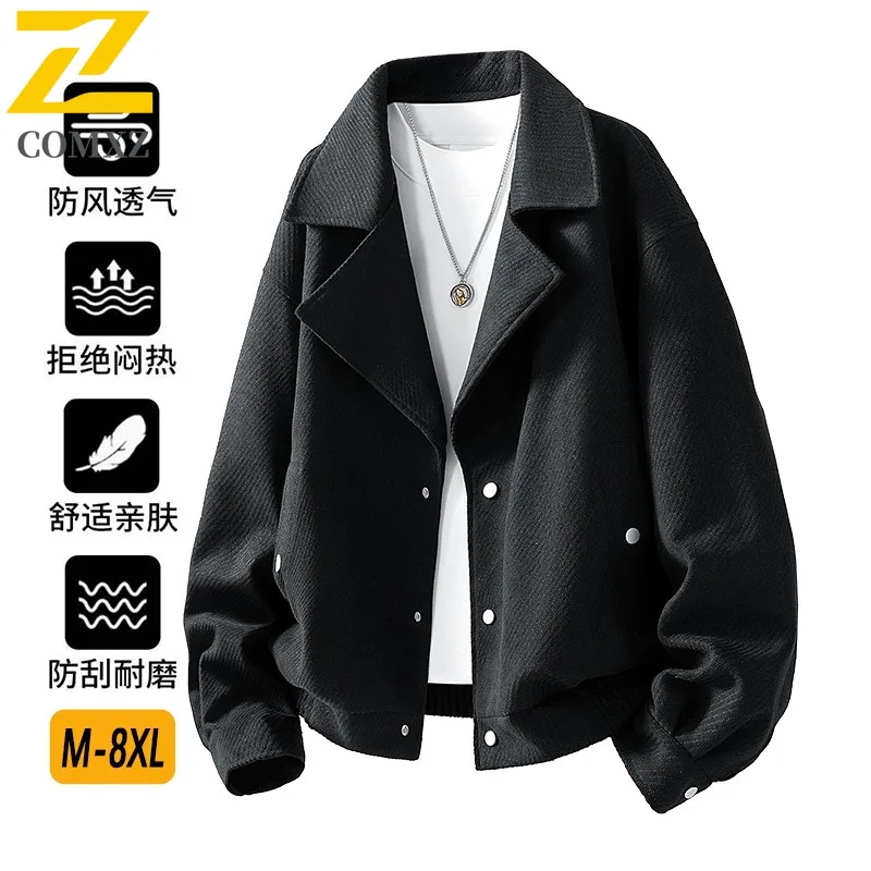 

COMXZ Высококачественная мужская куртка на весну и осень с тонким отложным воротником, повседневный топ, свободная японская рабочая одежда в стиле ретро, пальто, ветровка 2025