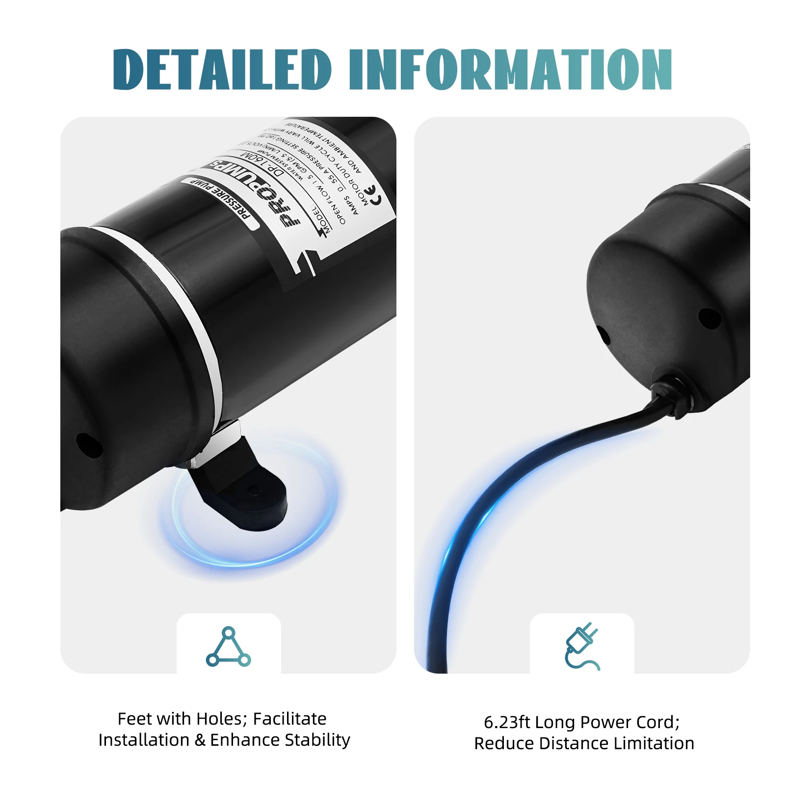 120W 160PSI Elektrische Wasserförderpumpe 1,4 GPM Selbstansaugende Membranpumpe für Hochdruckreiniger, Wohnmobile und landwirtschaftliche Sprühgeräte – Detail 7