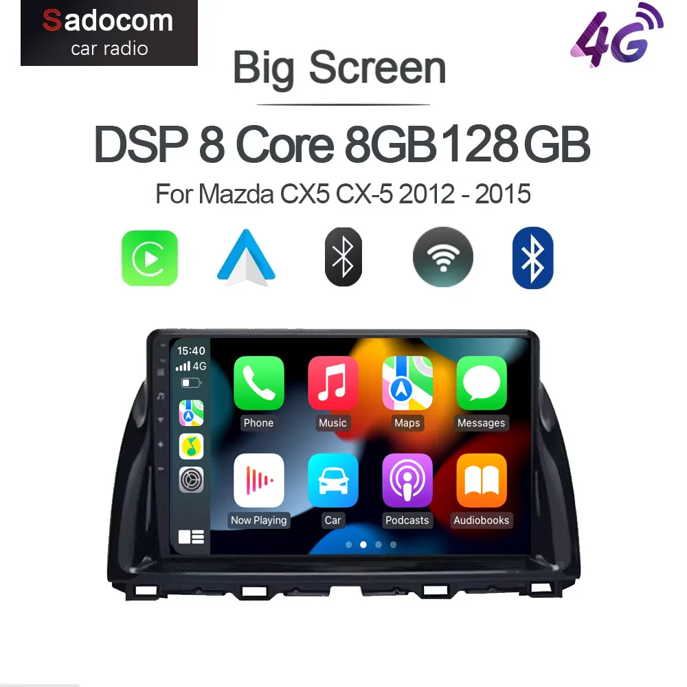 720P CarPlay 720P 8G+128GB 14 Car Player GPS Stereo Radio Navigation Autoradio WiFi Multimedia For Mazda CX5 CX-5 2012 - 2015