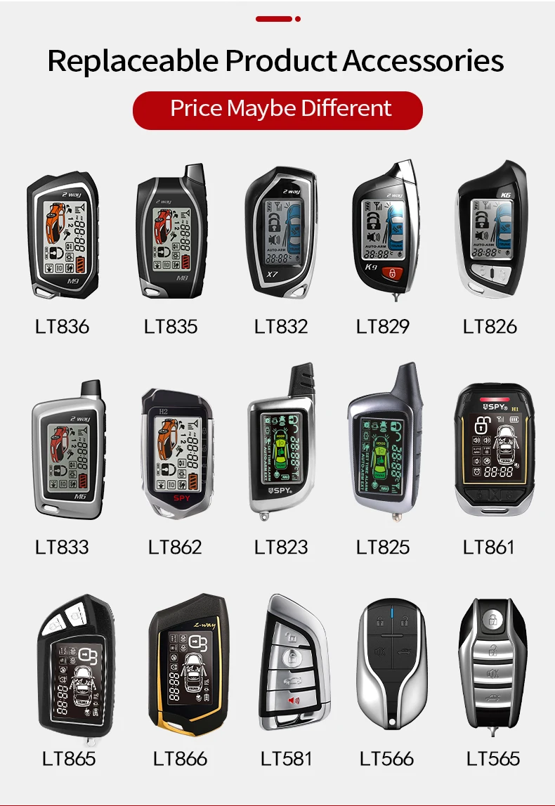 Magi Car Alarm Security System Two Way LCD Remote Starter Gold