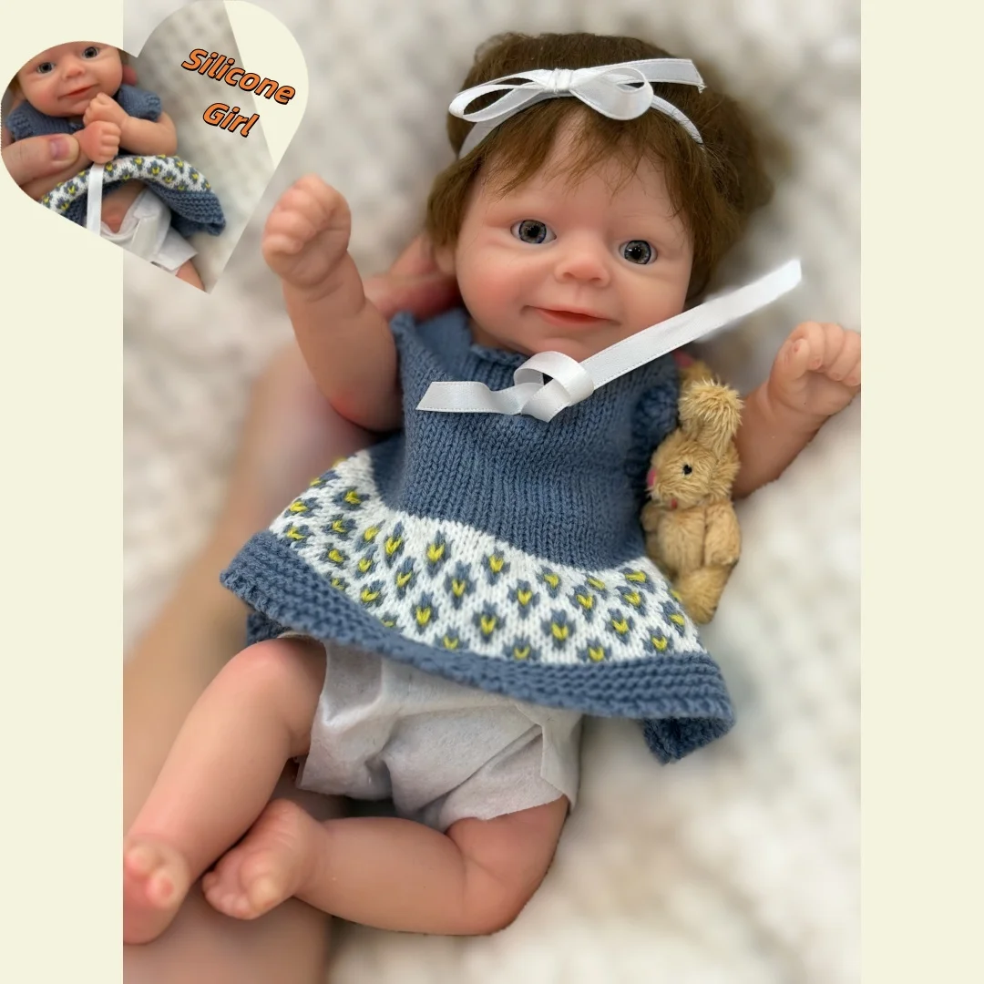 

10Inch Cuddly Open Eyes Solid Silicone bébé reborn Girl Doll With Rooted Hair Full Body Silicone Lifelike Newborn Reborn Dolls