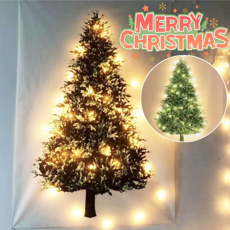 Feiertags-Kiefernbaum-Wandteppich, Wandbehang, Weihnachtsdekoration für Wohnzimmer, Sofa, Decke, gemütliches Zuhause, festlicher Hintergrund
