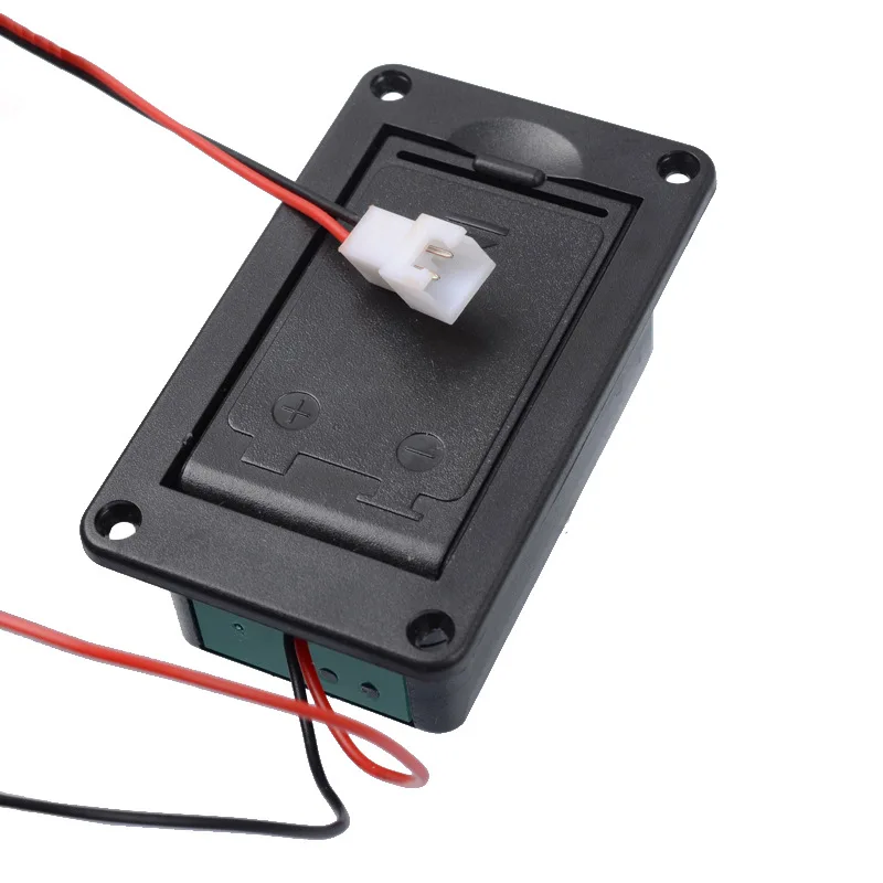 For Guitar/Bass Active Pickup 9V Battery Housing – Black Plastic Battery Compartment with Contact Pins 2-Pin Connector