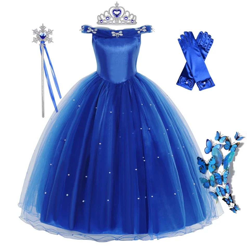 FYMNSI Filles Cendrillon Robe Déguisement Enfants Cinderella Princesse Costume Halloween Partie Carnaval Cosplay Noël Soirée Cérémonie Costumée