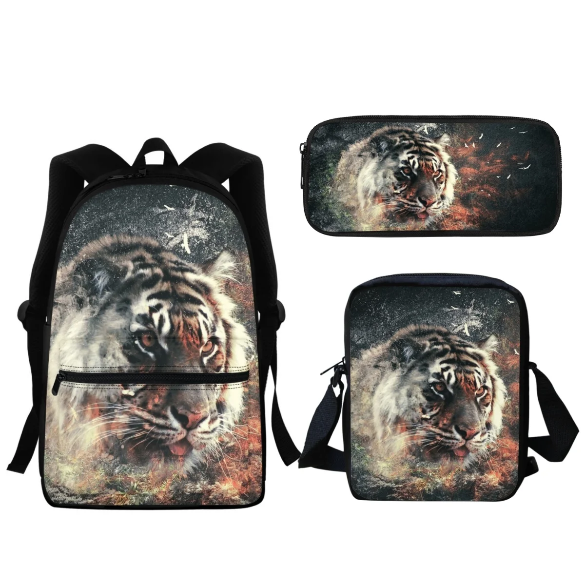 Mochila con diseño de arte de tigre personalizado para niños y niñas, Bolsa Escolar con cremallera para adolescentes, bolsa de ordenador de viaje informal para estudiantes, 2023