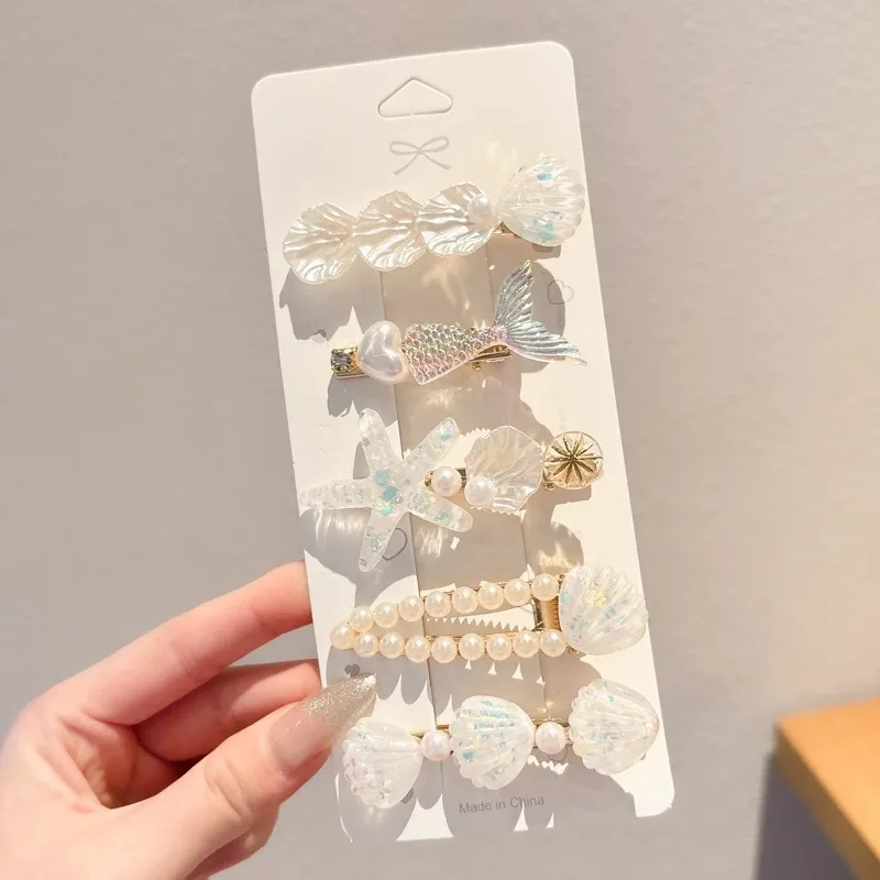 Ocean Series Hair Clips Shell And Starfish Barrettes Korean Fashion Women Hair Accessories For Party Holiday Photograph Styling