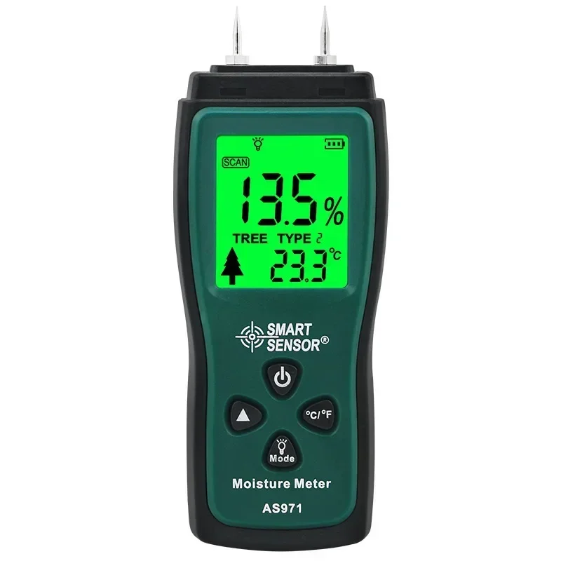 AS971 Wood Moisture Meter Humidity Tester Timber Damp Detector Digital Paper Moisture Tester Portable Moisture Analyzer