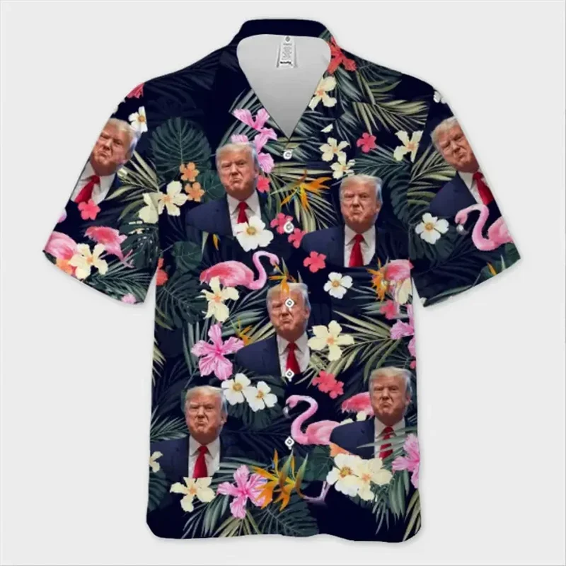 Funny Diy Custom Avatar Trump Tropics 3d Printed Hawaiian Shirts Summer Loose Permeability Beach Shirts Tops Unisex Diy Clothes