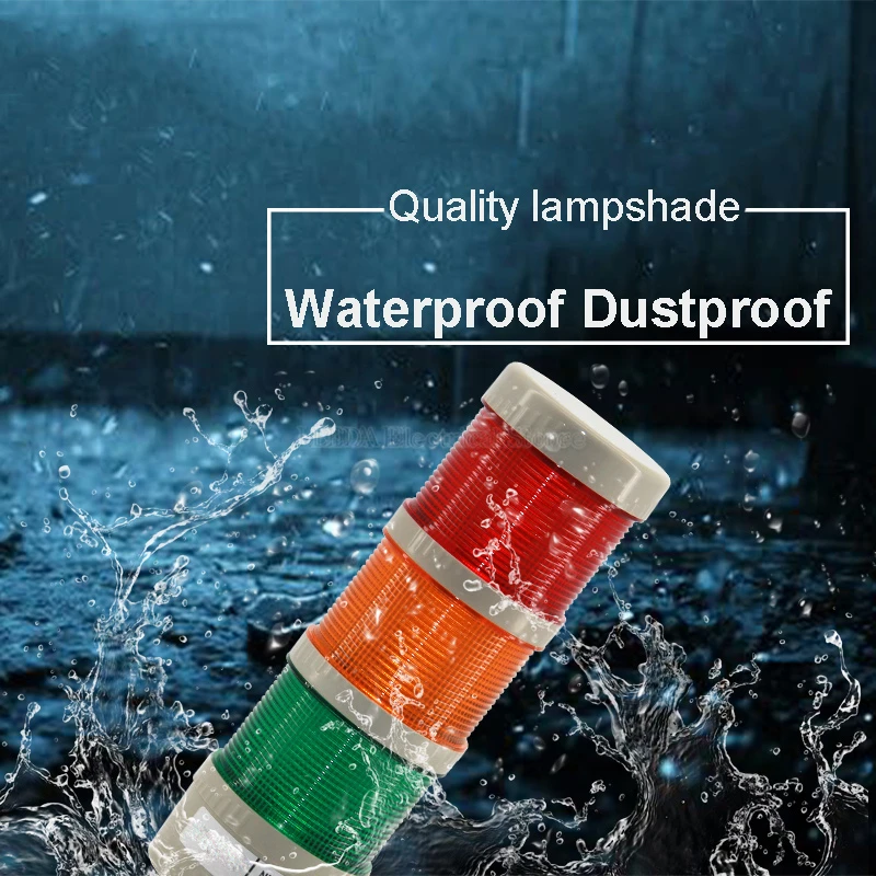 1Pcs 24VDC~AC NPT5-K-D With/Without Sound Multi-layer Combination Warning Light LED Waterproof Machine Tool Lamp Conjoined Base