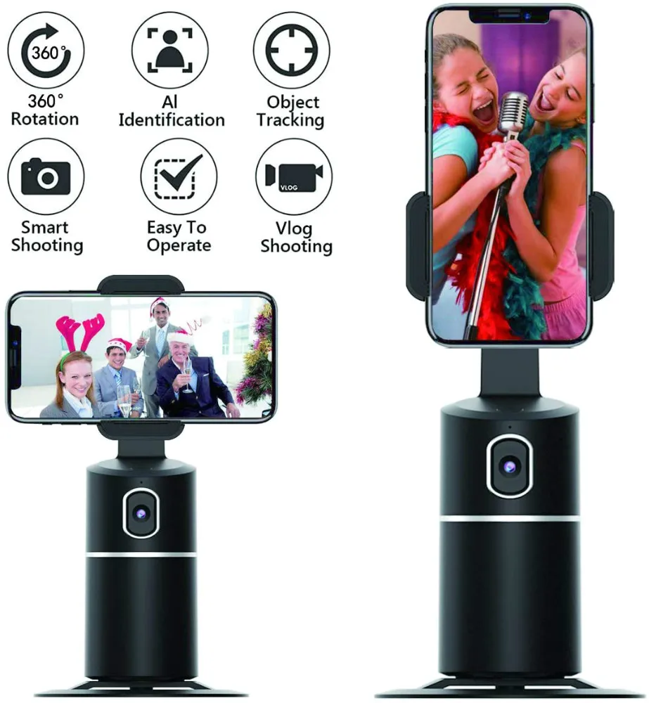 T2 New Tech Portable 360 Object Smart Shooting Auto Face AI Authomatic Rotation Tracking Cell Mobile Phone Holder