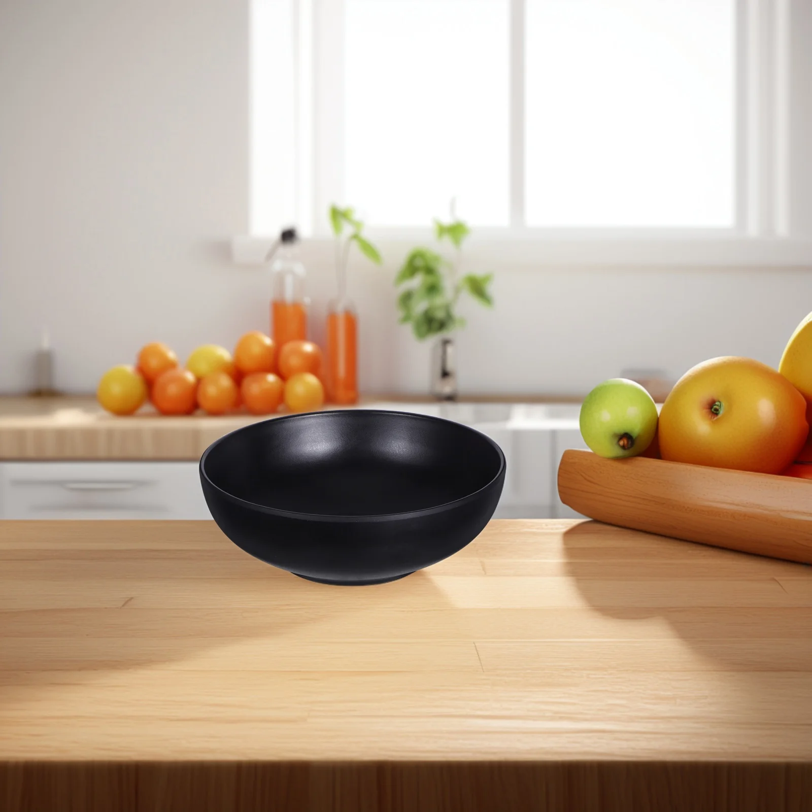 

Japanese Ramen Bowl Melamine Noodle Soup Container Salad Rice Fruit Serving Dish Black Large Tableware Dinnerware Eating Bowl
