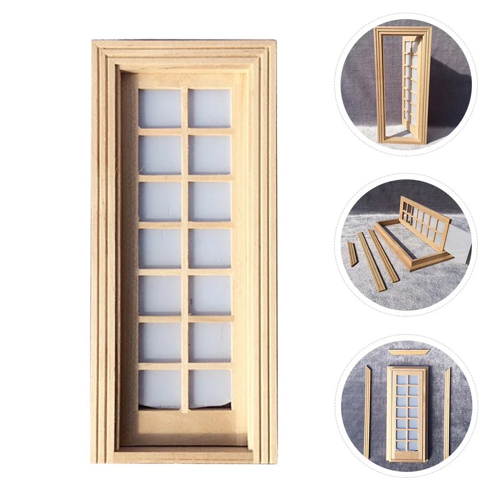 

1Pcs Mini Lattice Door Natural Mild Wood Handmade Decorative Prop DIY Fairy Tale Garden Mini Furniture Ornament